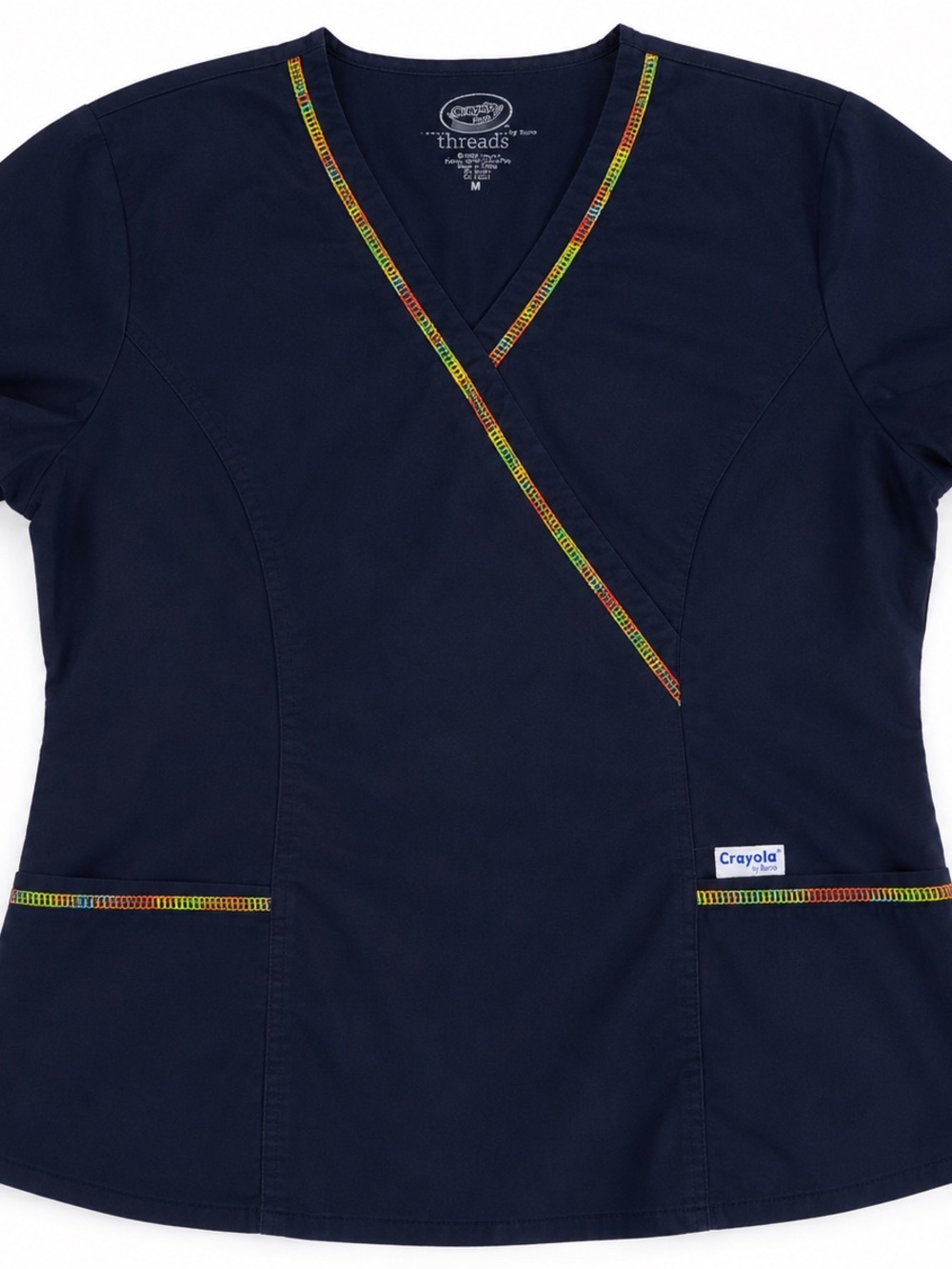 Crayola Black Scrub Top with Rainbow Trim